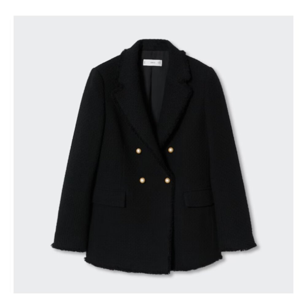 Mango Buttons Tweed Blazer